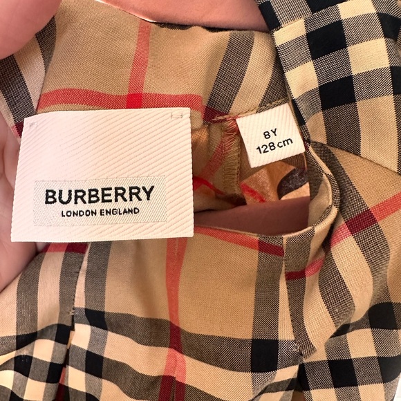 Girls Burberry Tan Plaid dress size 8 dress short sleeve LIKE NEW.